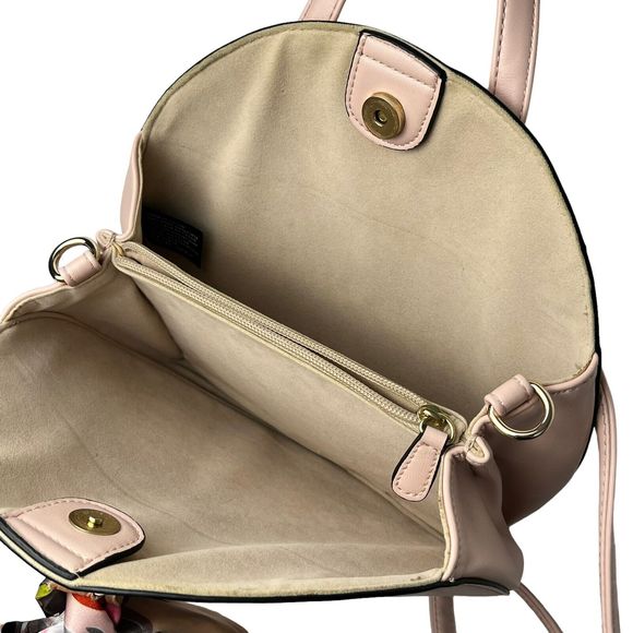 Nanette Lepore Round Backpack Purse Fashion Bow Designer Travel Bag Tan - Picture 10 of 12